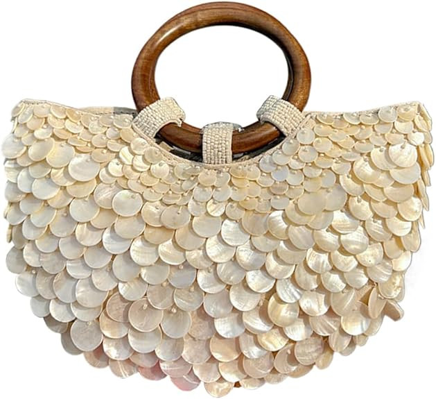 Shell Beaded Bag Beaded Purse for Women Luxury Shell Bag Evening Seashell Purse Top Handle Clutch... | Amazon (US)