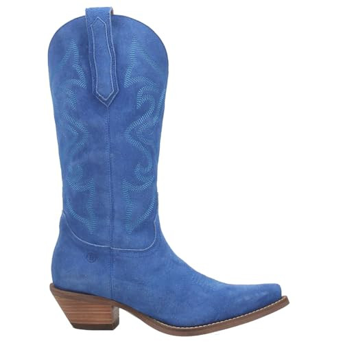 Dingo Boots Womens Out West Embroidered Snip Toe Pull On Casual Boots Mid Calf Mid Heel 2-3" - Blue - Size 6 M | Amazon (US)