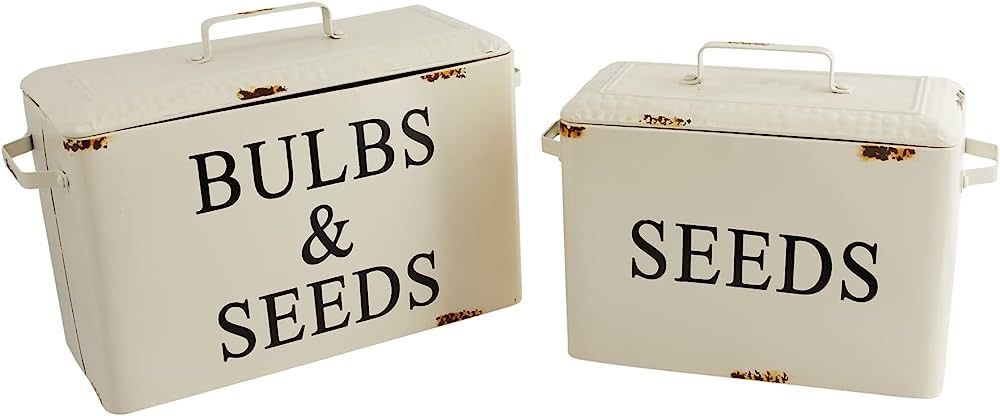 Creative Co-Op Decorative Metal Bulbs & Seeds & Seeds Boxes with Lids (Set of 2 Sizes) Containers... | Amazon (US)