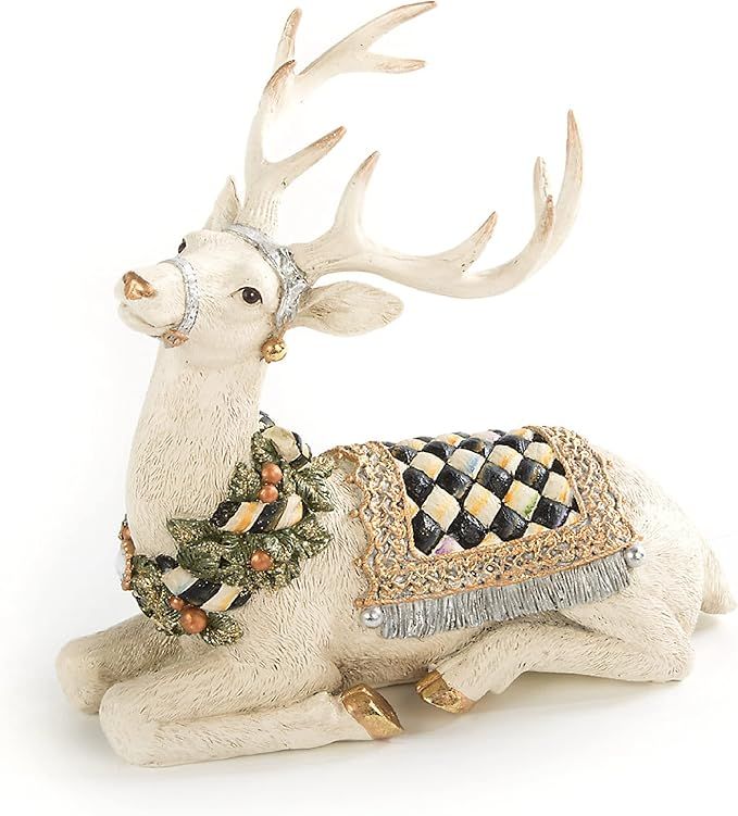 Amazon.com: MacKenzie-Childs Winter White Resting Deer Statue, Christmas Decoration for Home : Ho... | Amazon (US)