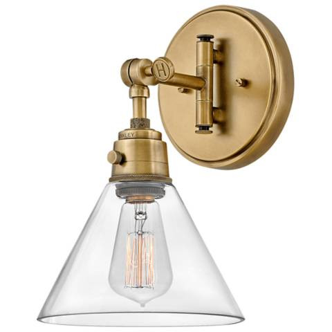 Hinkley Arti 12.3" High Brass with Clear Shade Wall Sconce - #208E2 | Lamps Plus | Lamps Plus