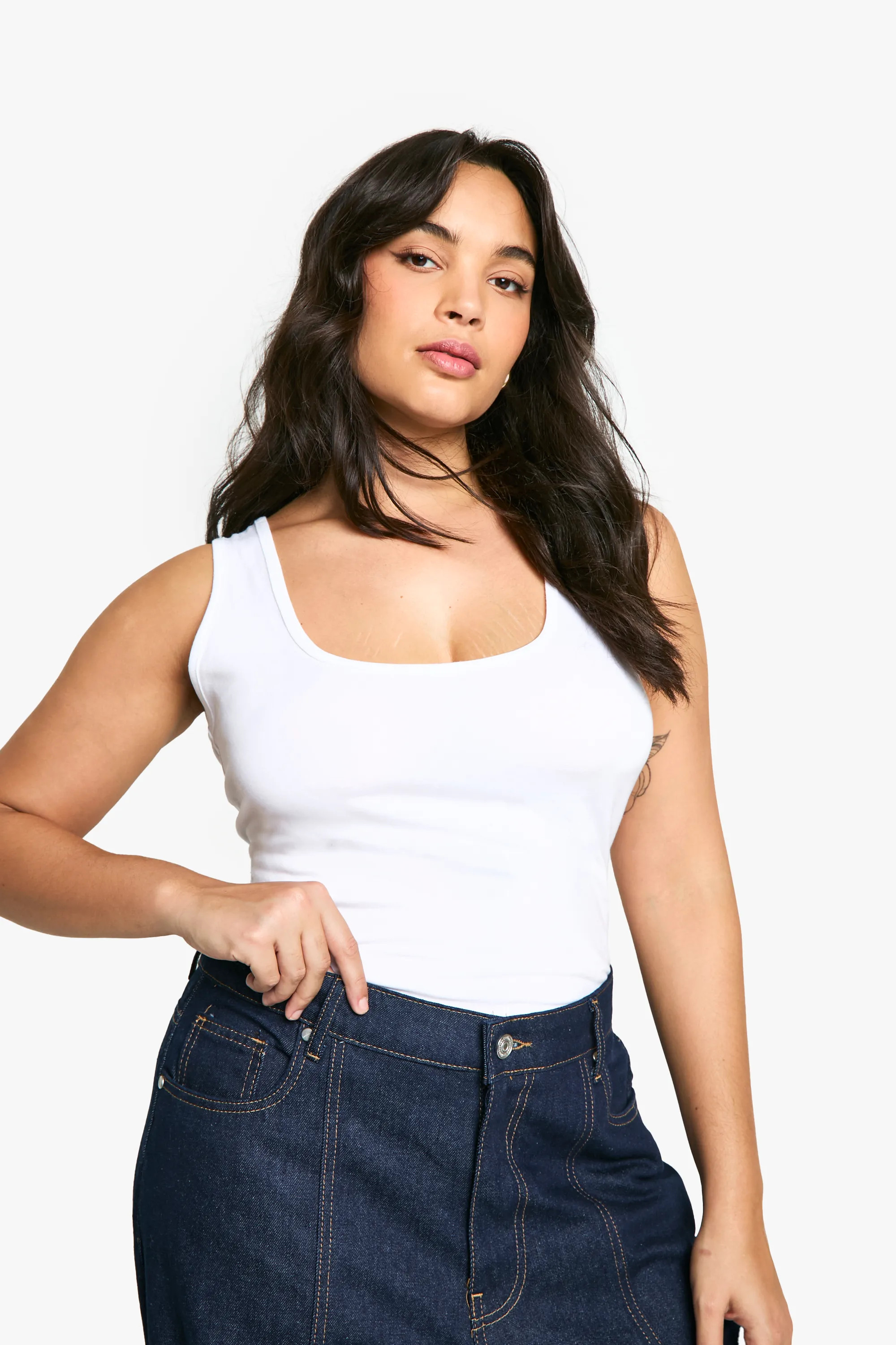 Boohoo Basics Plus Cotton Scoop Neck Sleeveless Bodysuit | boohoo (US & Canada)