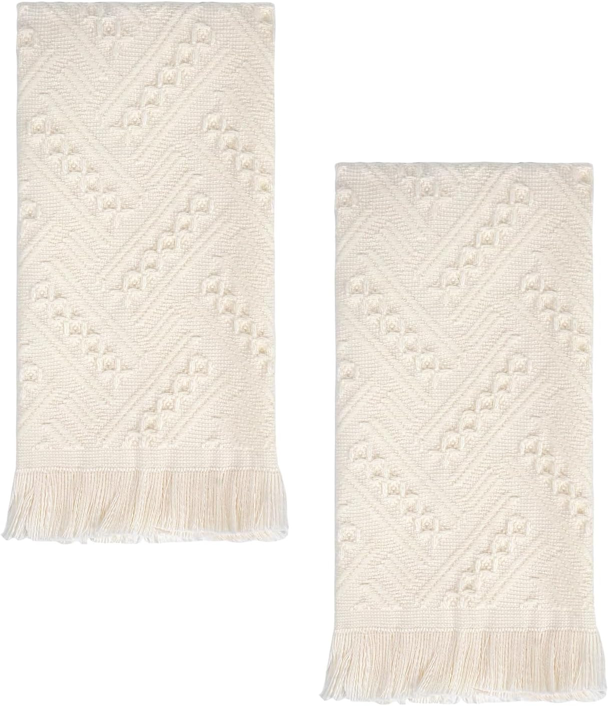 Luxury Decorative Hand Towels Bathroom: Boho Home Deco (Cream, 14"x30") | Amazon (US)