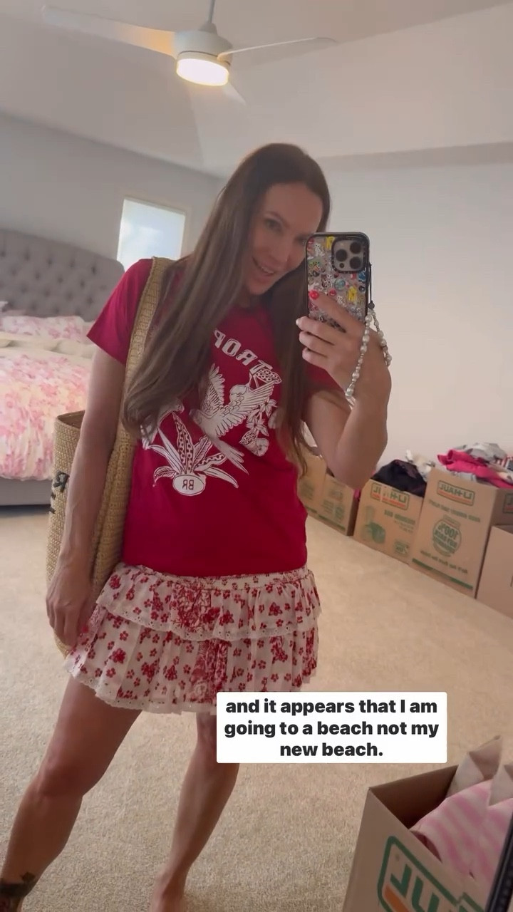 Graphic tshirt paired with a skirt!