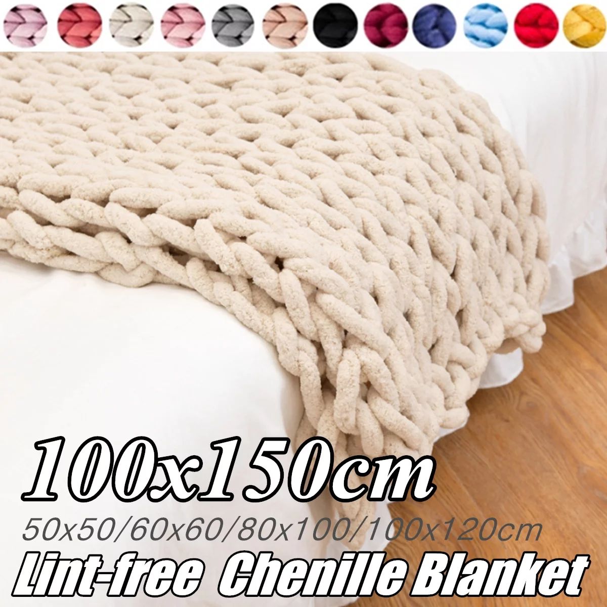Washable Hand-woven Bulky Skin-friendly Blanket Warm Soft Chunky Lint-free Bedding Blanket Knitte... | Walmart (US)
