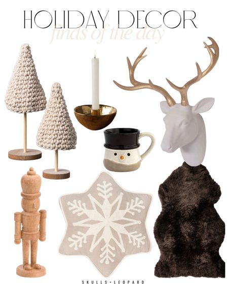 Holiday decor finds of the day. 

Neutral Christmas decor, Christmas decor, holiday decor, macramé Christmas trees, white and gold deer head, would nutcracker, neutral Christmas pillow, brown faux sheepskin rug, snow man mug, gold candleholder

#LTKhome #LTKSeasonal #LTKHoliday