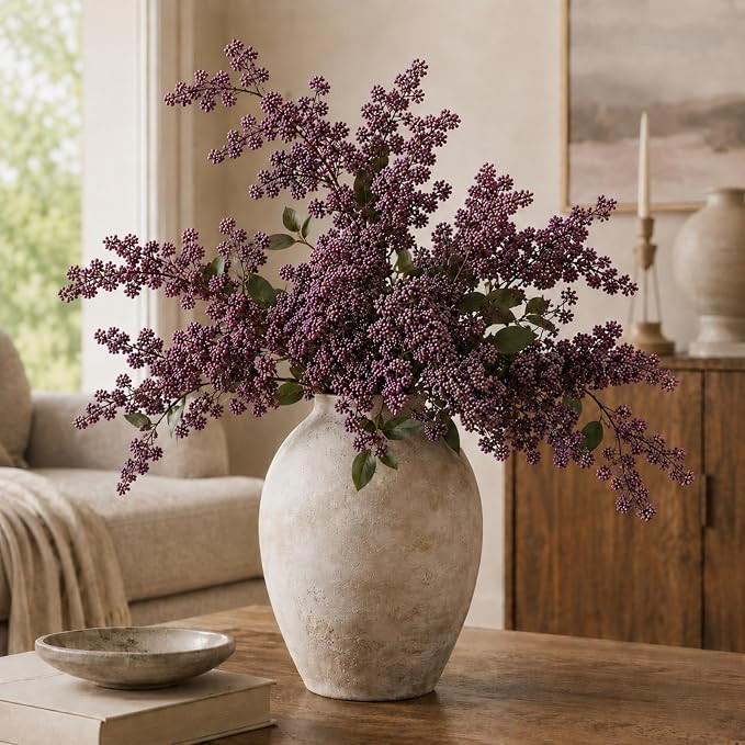 43" Faux Berry Stems for Vase, Purple Berry Branches for Vase Realistic Artificial Flower Picks f... | Amazon (US)