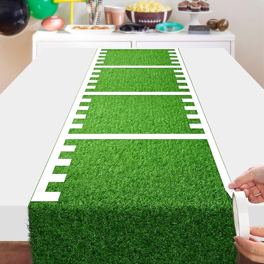 Grass Table Runner, 12" x 36" Football Table Runner with White Tape, DIY Football Tablecloth for ... | Amazon (US)