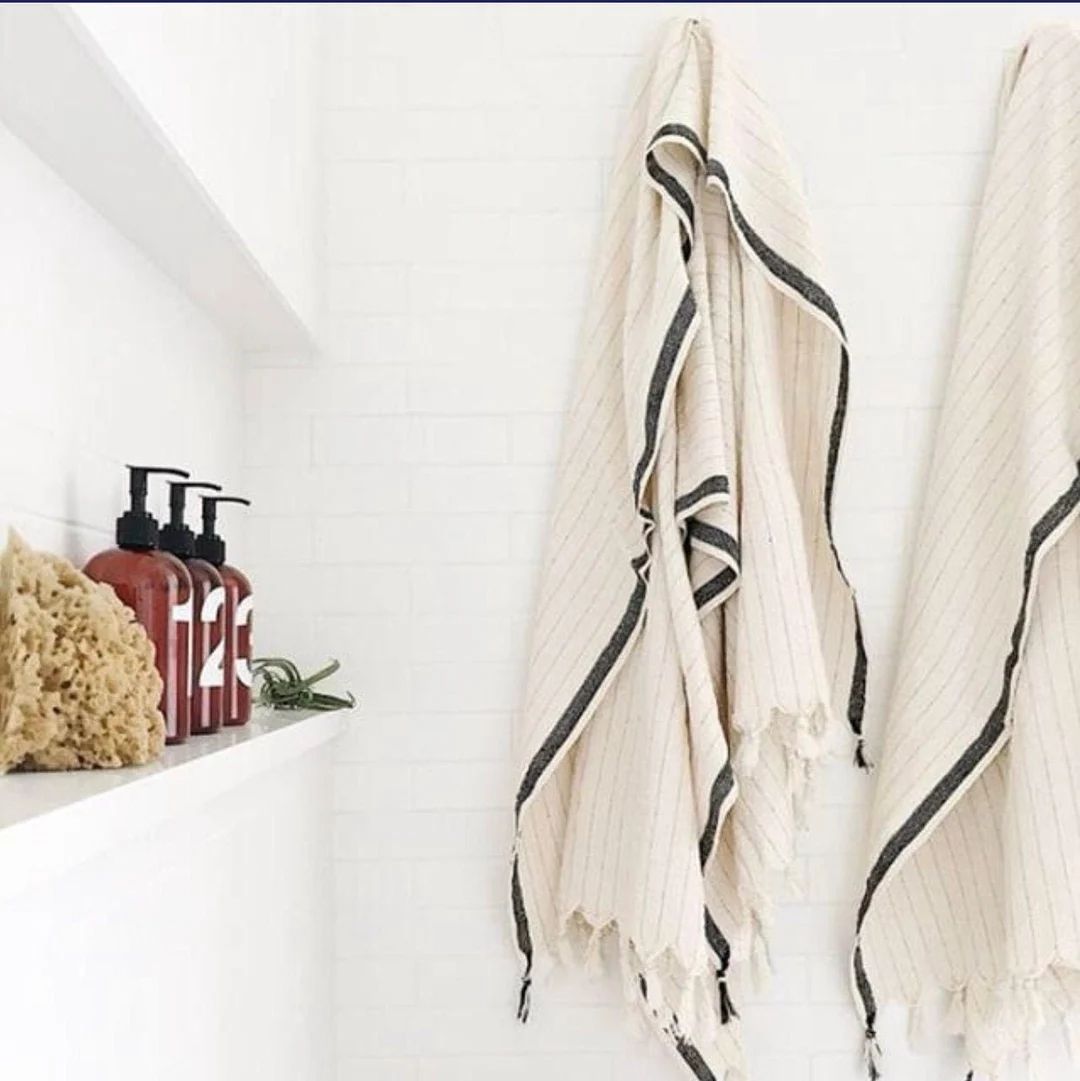 Silvia Luxurious Turkish Bath Towel | Rustic Farmhouse Home Decor 100% Turkish Cotton Towel | Lar... | Etsy (US)