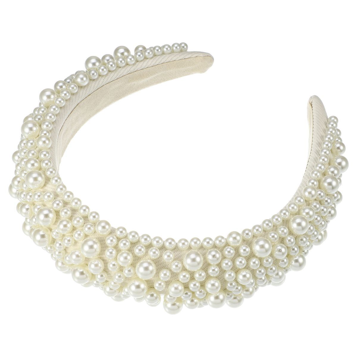 Unique Bargains Women's Sponge Wide Brim Pearls Padded Headband  White | Target