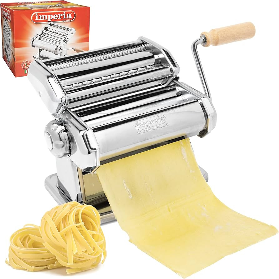 Imperia Pasta Maker Machine - Heavy Duty Steel Construction w Easy Lock Dial and Wood Grip Handle... | Amazon (US)