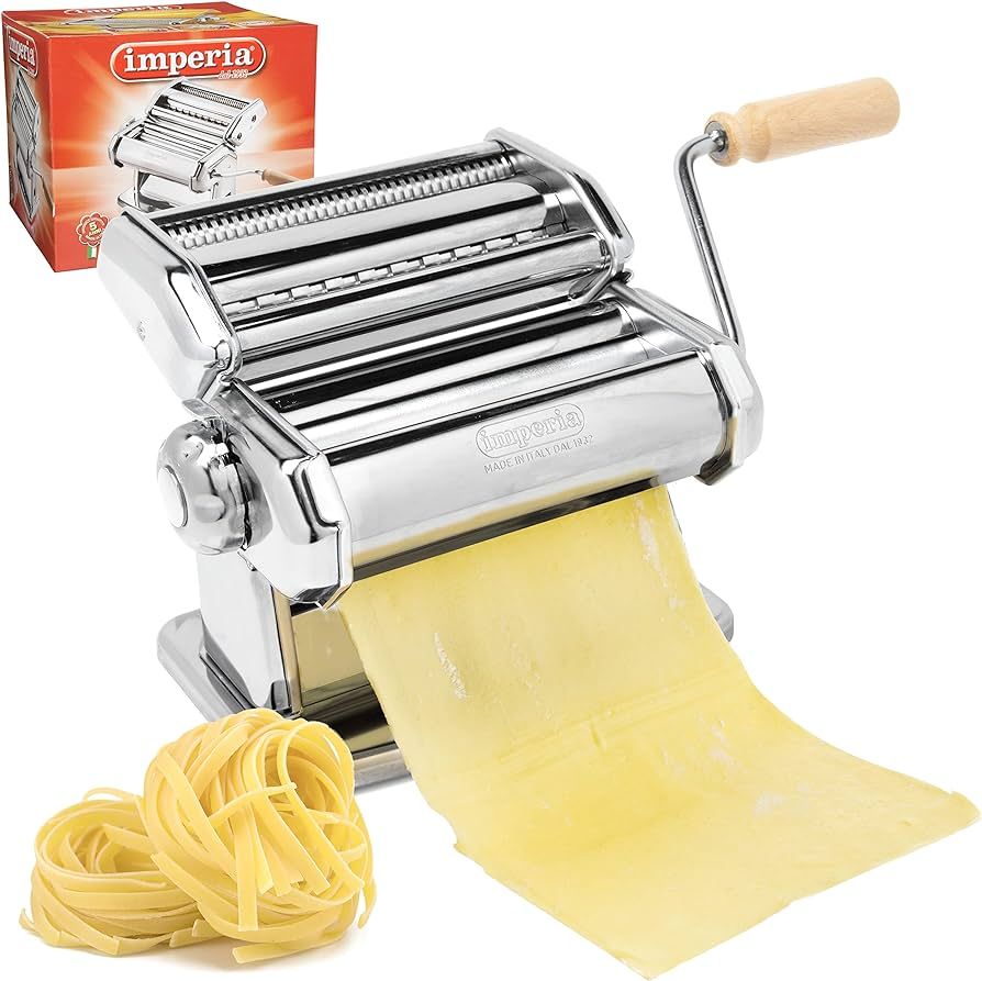 Imperia Pasta Maker Machine - Heavy Duty Steel Construction w Easy Lock Dial and Wood Grip Handle... | Amazon (US)