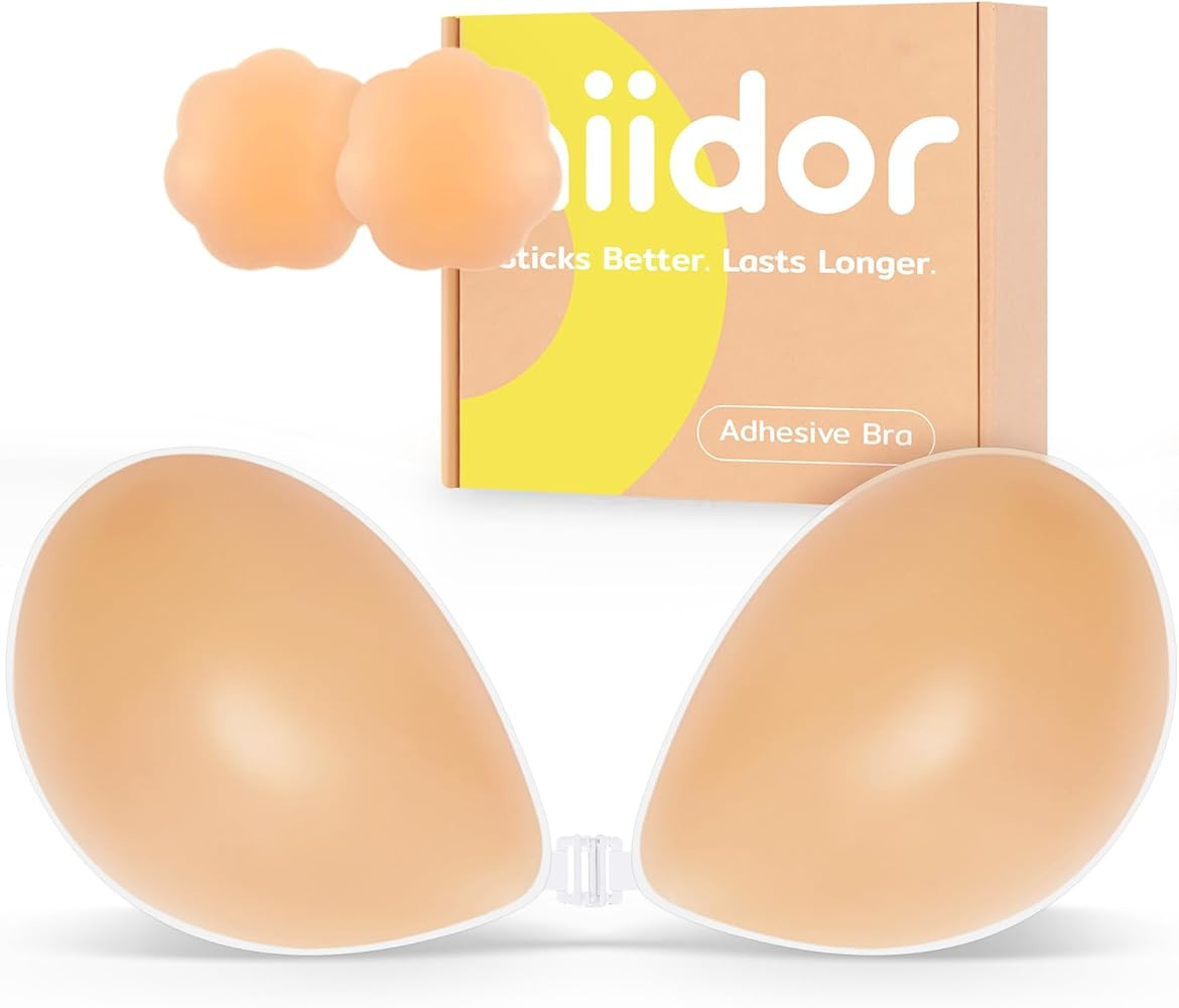 Niidor Adhesive Bra Strapless Ultra Sticky Invisible Push up Silicone Bra Multiple Colors Sizes R... | Amazon (US)