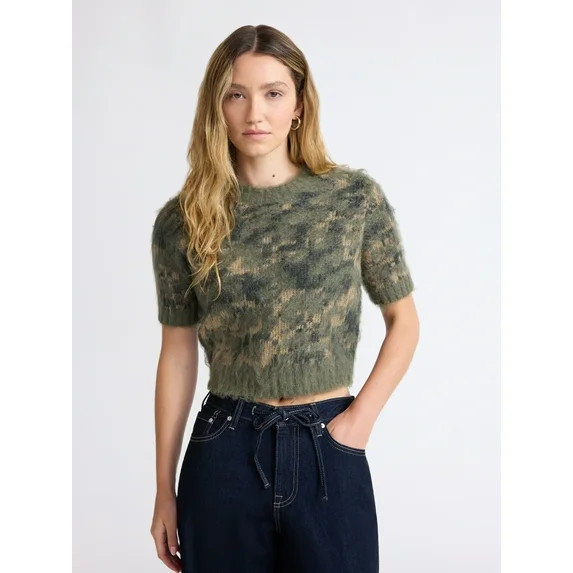 Scoop Women's and Women’s Plus Fluffy Sweater with Short Sleeves, Lightweight, Sizes XS-4X | Walmart (US)