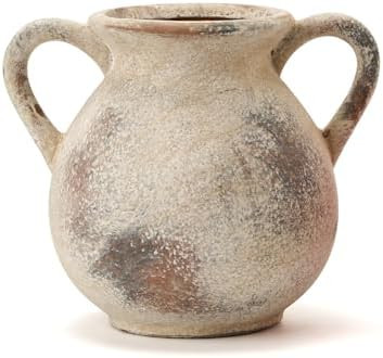 LUKA Antique Ceramic Vase with 2 Handle, 6.7 inches Rustic Vase Minimalist Decor, Decorative Vase... | Amazon (US)