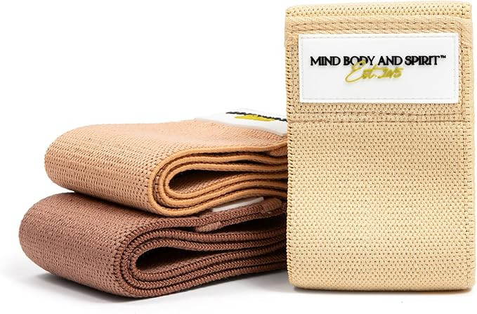 MIND BODY AND SPIRIT Fabric Resistance Bands Set of 3 - Durable Bands for Home Gym Workout, Body ... | Amazon (US)