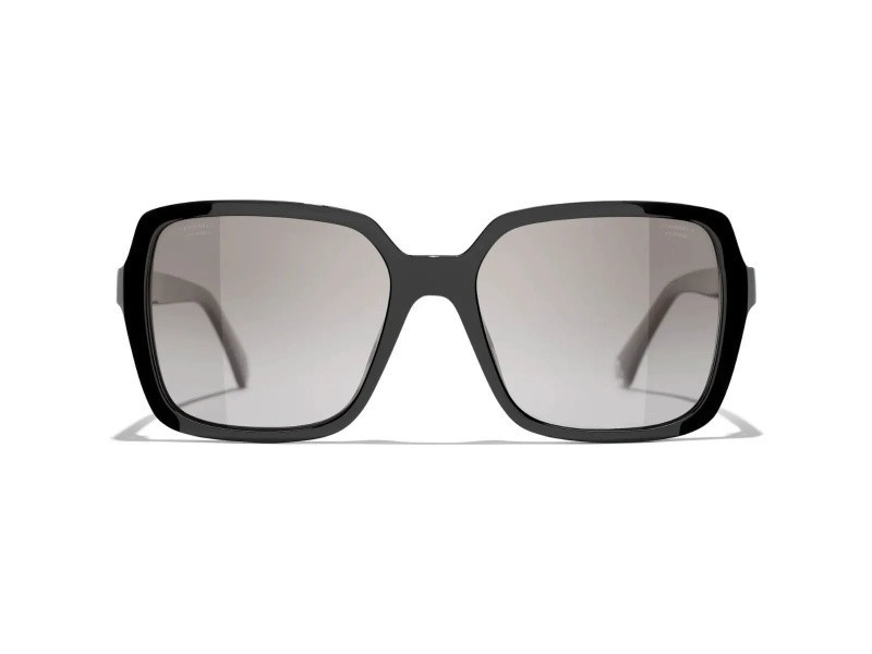Chanel Square Black Frame / Gray Polarized Lens Sunglasses | JTV Jewelry