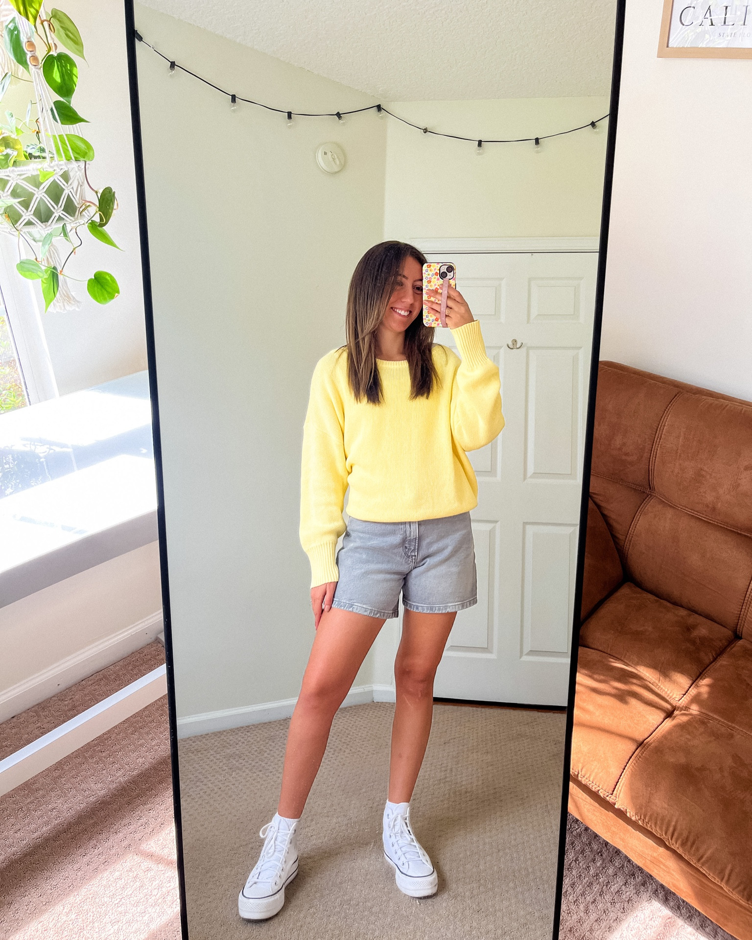 Fall Outfit Idea Inspo, Pumpkin Patch Outfit Idea, Fall Aesthetic, Chunky Oversized Sweater, Abercrombie Denim Shorts, Converse Platform High Tops

#LTKstyletip #LTKSeasonal