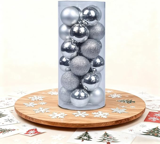24Pcs/Box 4cm Christmas Balls Ornaments 3 Type Matte/Glossy/Glittered Christmas Tree DIY Pendant ... | Amazon (US)