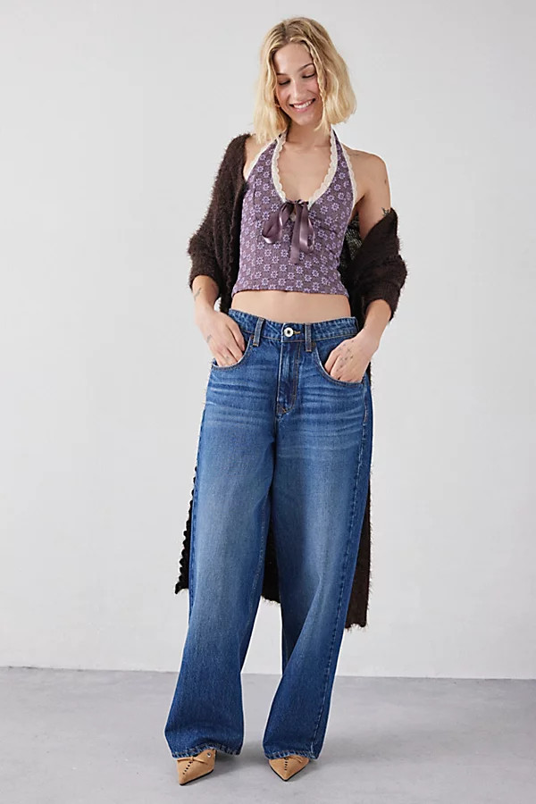 BDG Jaya Baggy Boyfriend Jean in Mid Indigo, Women's at Urban Outfitters | Urban Outfitters (US and RoW)