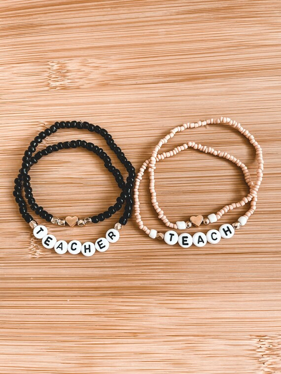 Teacher Beaded Bracelets  Stacking Bracelets  One Bracelet | Etsy | Etsy (US)