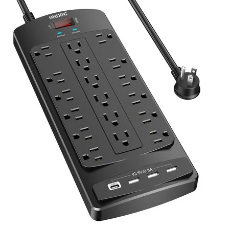 Surge Protector Power Strip(2100J) - 18 Outlets and 4 USB Ports (1875W/15A), 6ft Power Cord for Home, Office, Dormitory, Black | Walmart (US)
