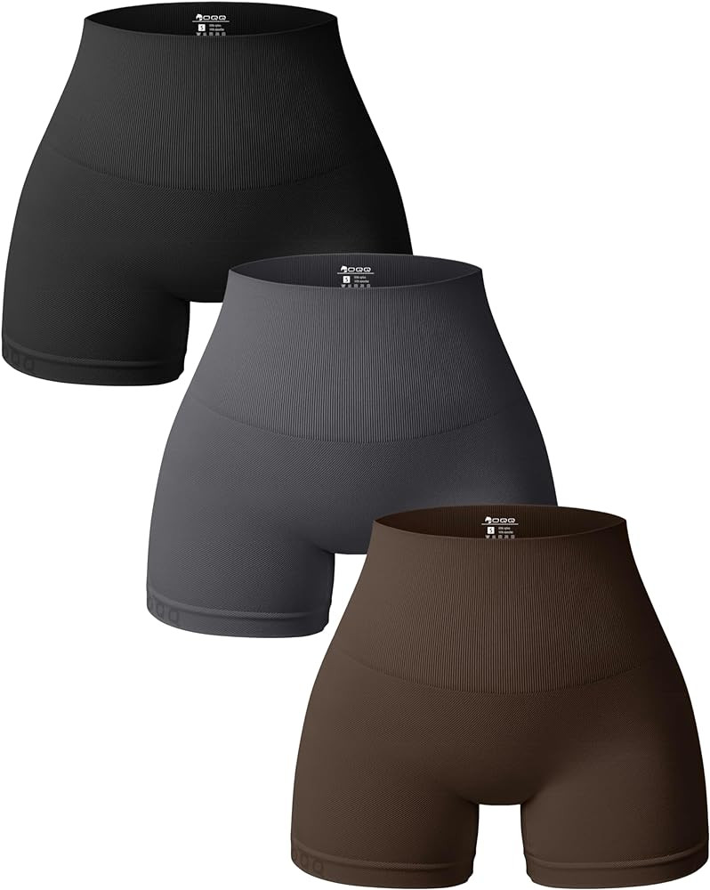 OQQ Women 3 Piece Yoga Shorts High Waist Seamless Workout Exercise Shorts Leggings | Amazon (US)