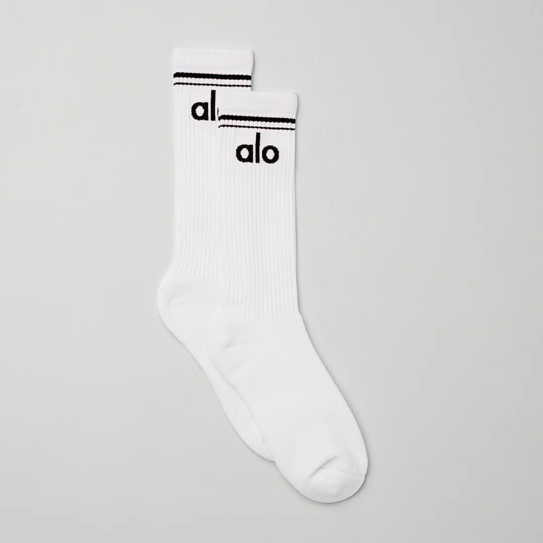 Alo YogaÅ½ | Throwback Sock- White in Black, Size: XL | Alo Yoga