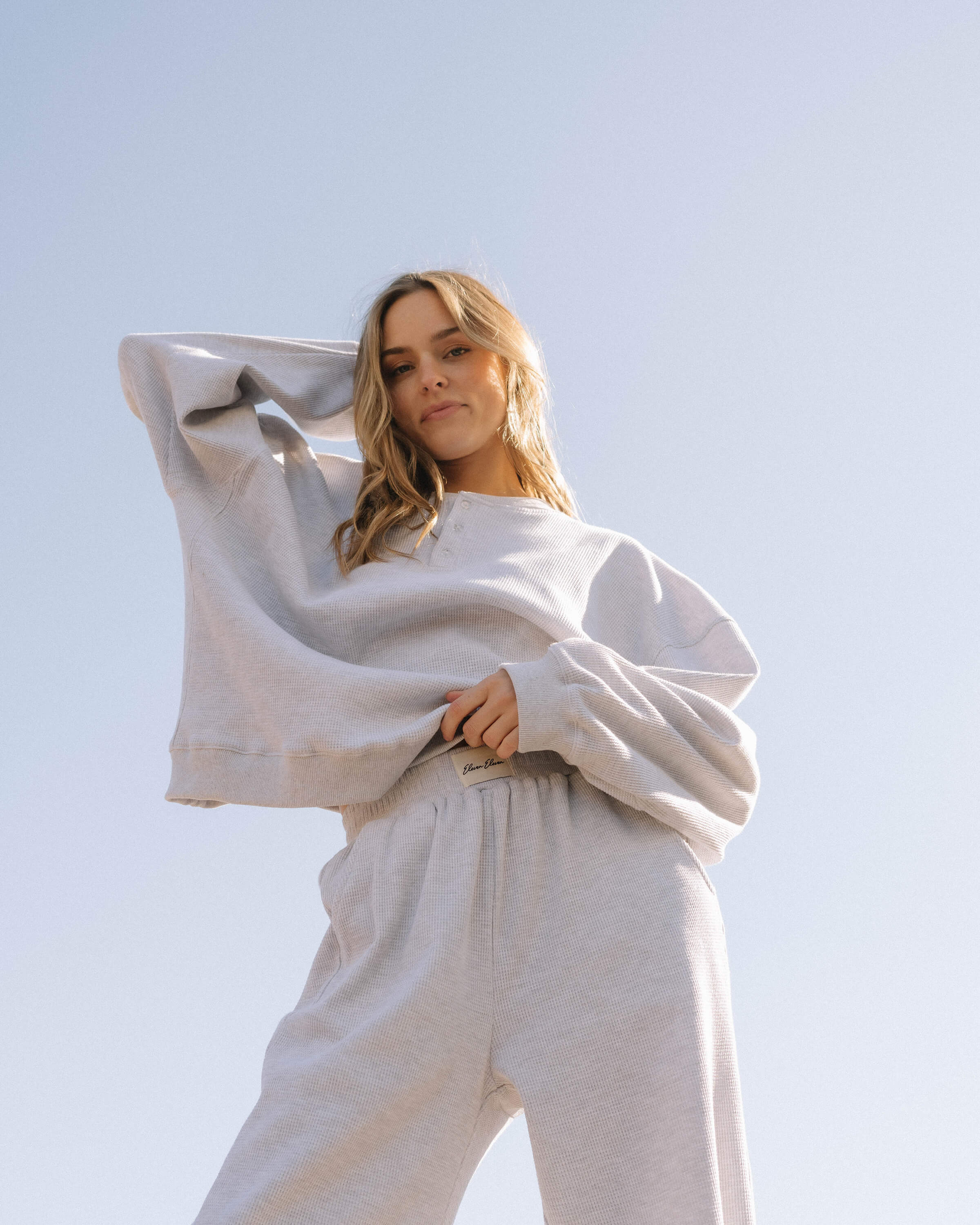 Long Sleeve Waffle Henley | Eleven Eleven