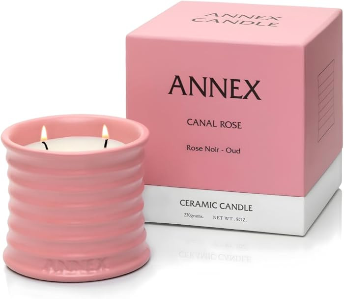 Annex Rose & Oud Luxury Scented Candle - 8oz Handmade Pink Ceramic Jar Candle - 50hr Clean Burn, ... | Amazon (US)