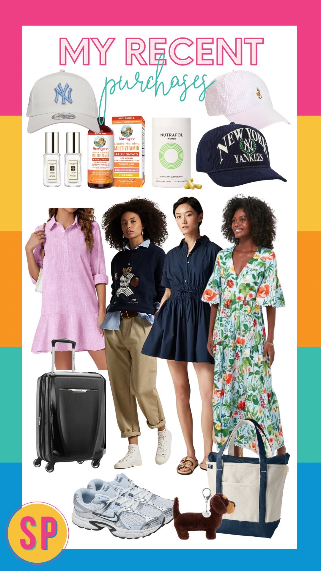 My recent purchases. 

Spring fashion, New York Yankees, nutrafol, travel essentials, Tuckernuck, travel tote, summer fashion 

#LTKWorkwear #LTKMidsize #LTKTravel