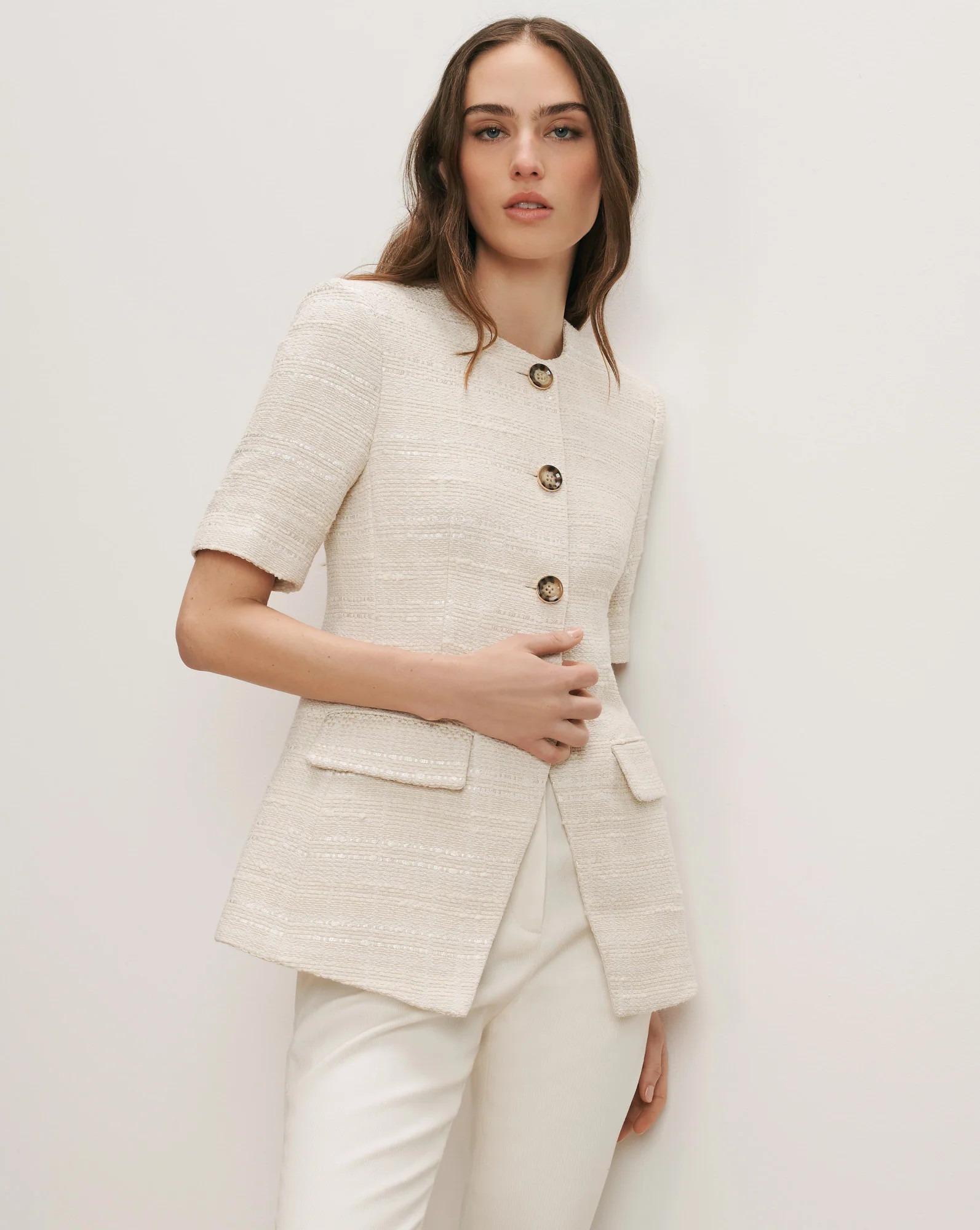 Bodie Tweed Jacket in Ecru | Veronica Beard | Veronica Beard