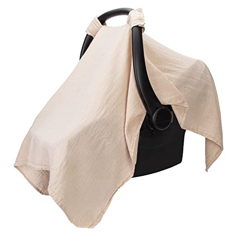 Comfy Cubs Baby Car Seat Cover - Soft, Breathable Bamboo Rayon and Muslin Cotton Blend - Lightweight Canopy for Sun, Bug, and Comfort Protection - Large Size Infant Seat Cover in Blush Design | Amazon (US)