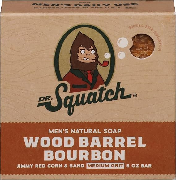 Dr. Squatch All Natural Bar Soap for Men with Medium Grit, Wood Barrel Bourbon 5 Ounce (Pack of 1... | Amazon (US)