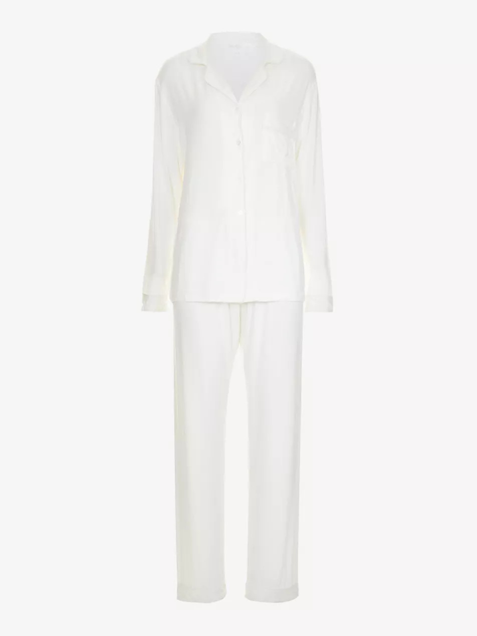 Rayon piped stretch-jersey pyjama set | Selfridges