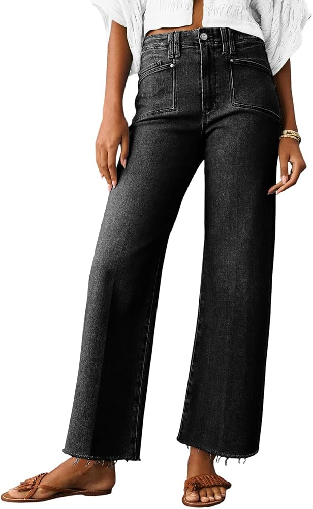 Cicy Bell High Waisted Cropped Jeans Baggy Straight Leg Capri Denim Pants | Amazon (US)