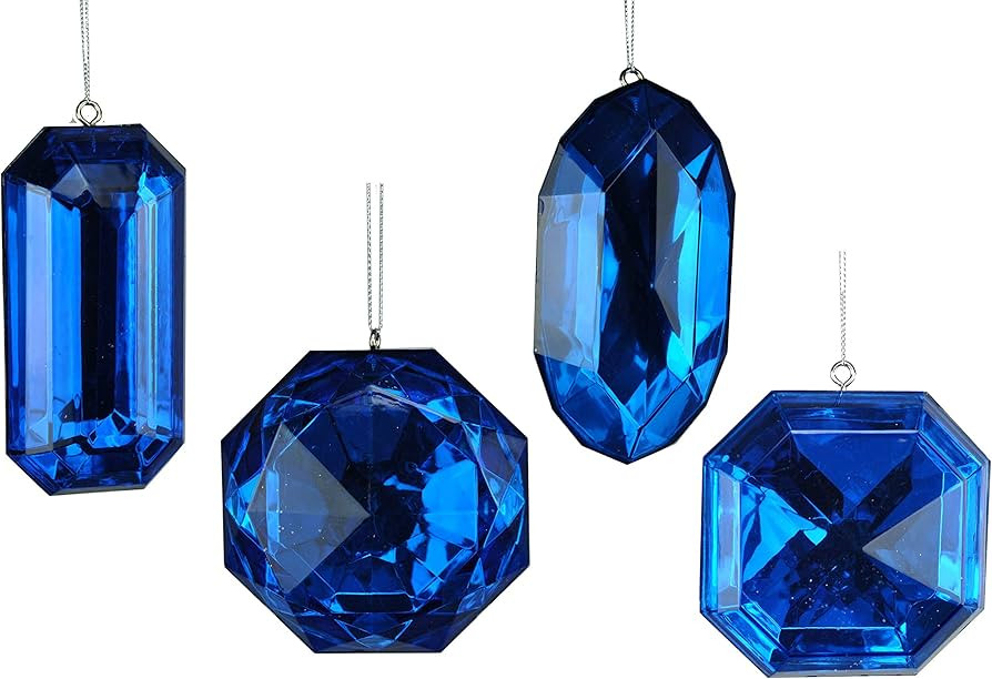 Queens of Christmas 4 Pack Jewel Christmas Ornaments, 5", Blue, 4 Count | Amazon (US)