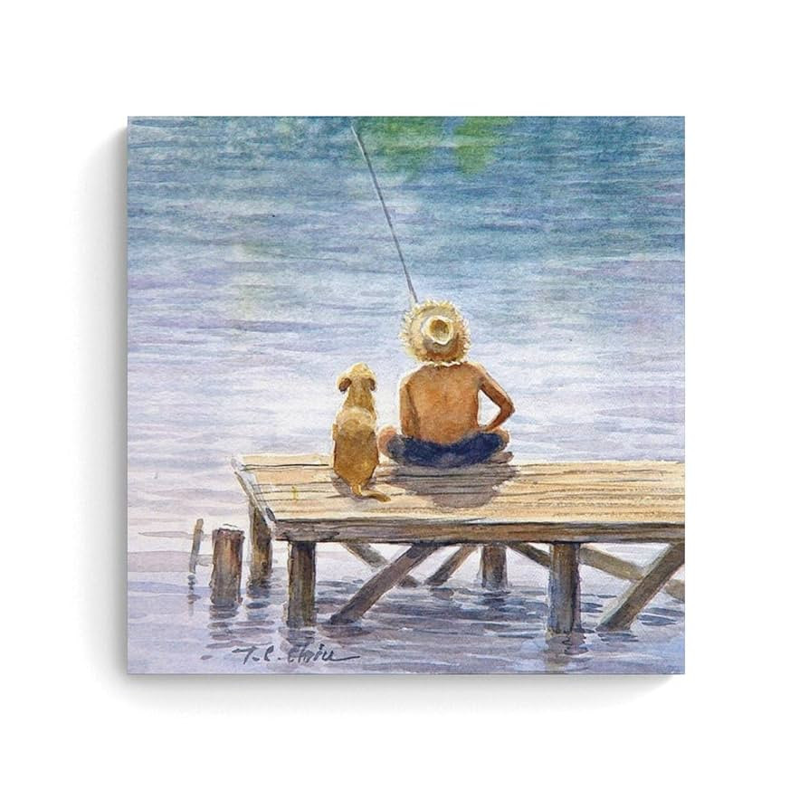 GAAOLISO Candido Portinari Art poster Boy And His Dog Friend Fishing Canvas Wall Art Prints Gif... | Amazon (US)
