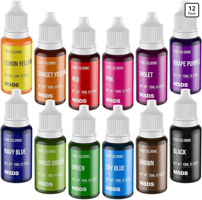 Food Coloring Set - 12 Color Food Grade Vibrant Food Dye Tasteless Liquid Color for Cake Decorati... | Amazon (US)