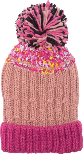 Popcorn Stripe Pompom Beanie | Nordstrom Rack