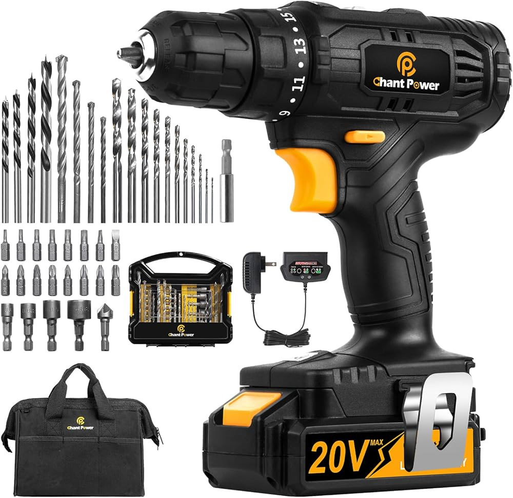 C P CHANTPOWER 20V Electric Power Cordless Drill with Battery and Charger, 16+1 Torque Setting, V... | Amazon (US)