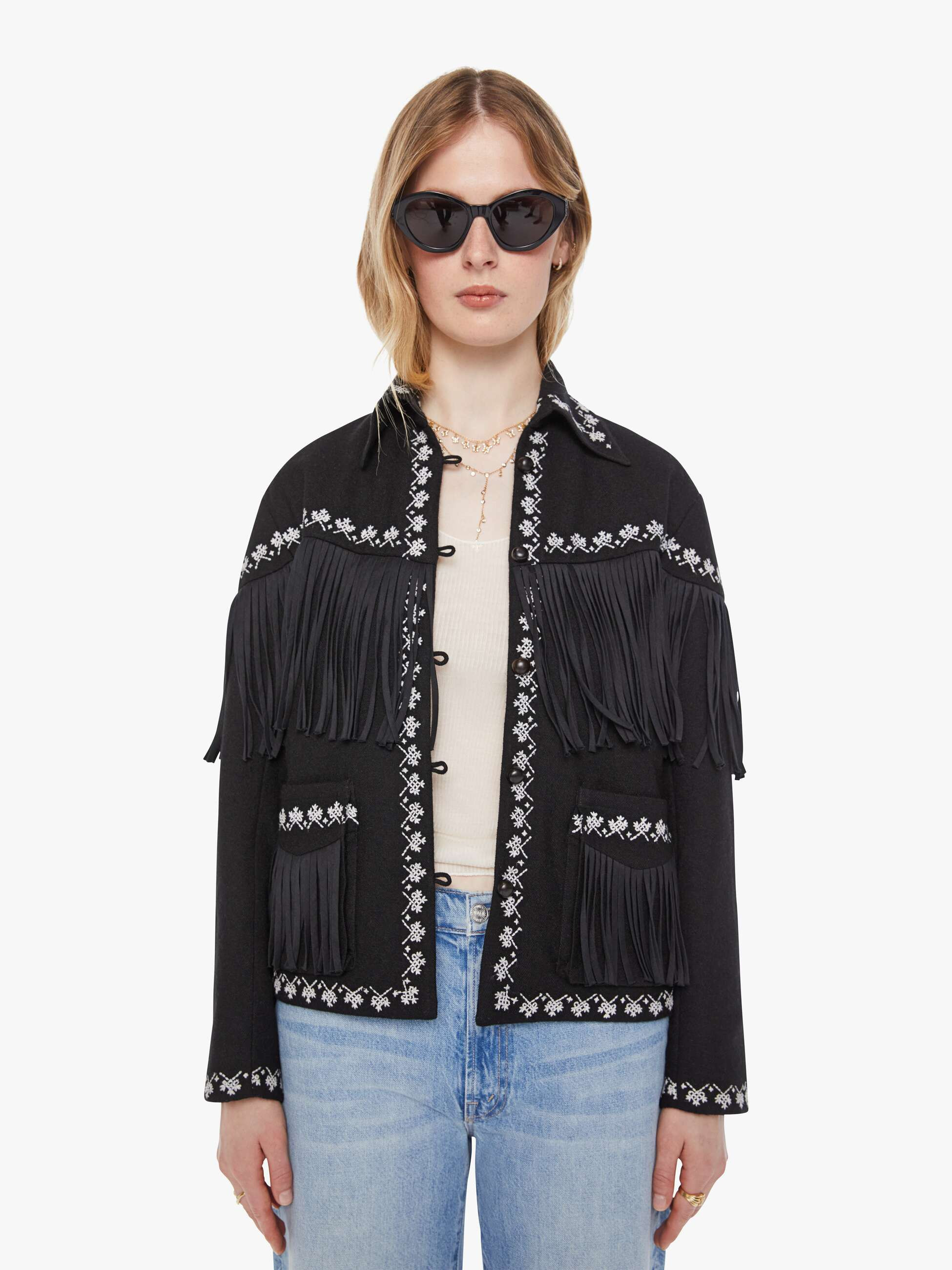 Alix of Bohemia Jude Fringe Jacket - Raven | Mother Denim