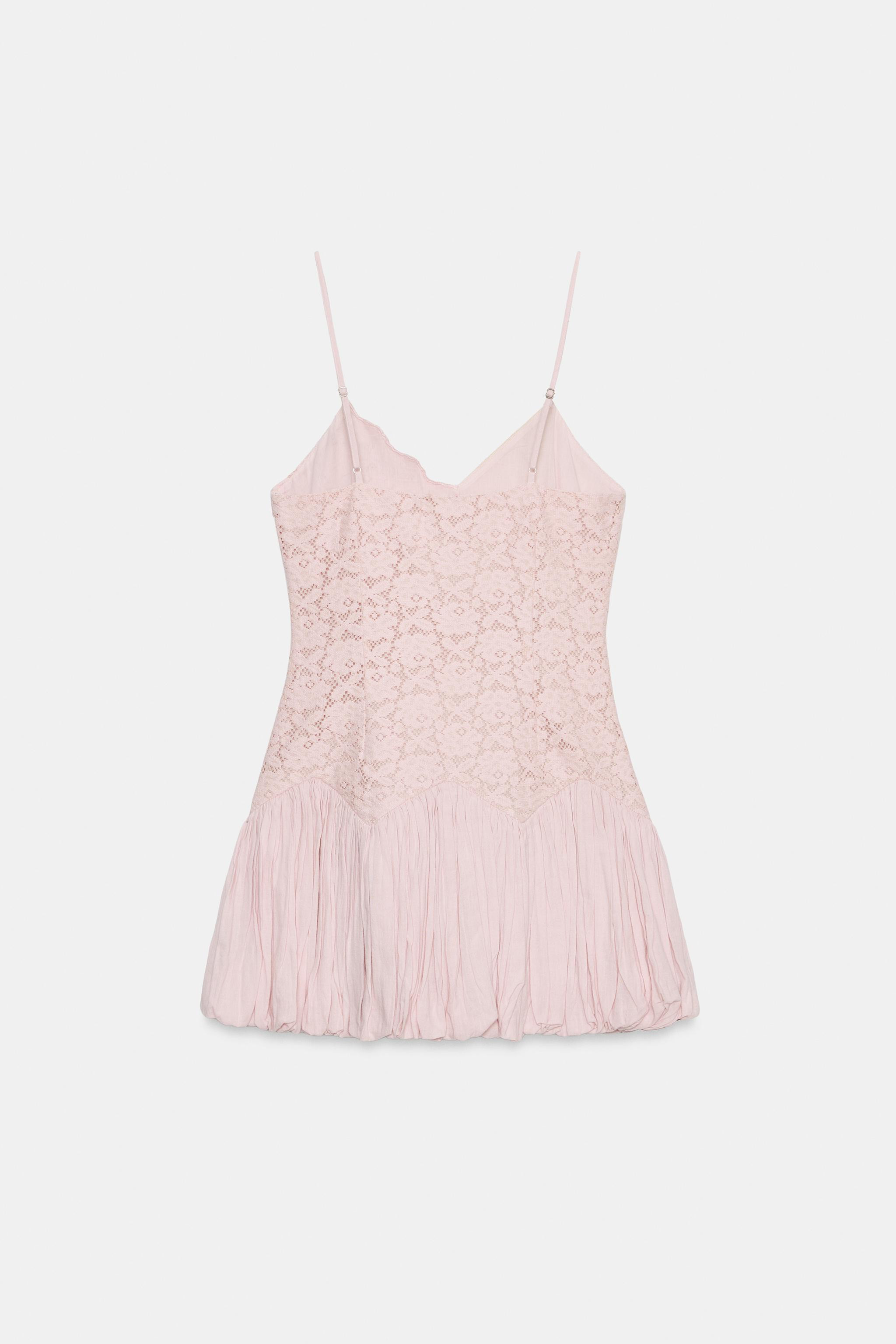 LACE BALLOON MINI DRESS | Zara UK