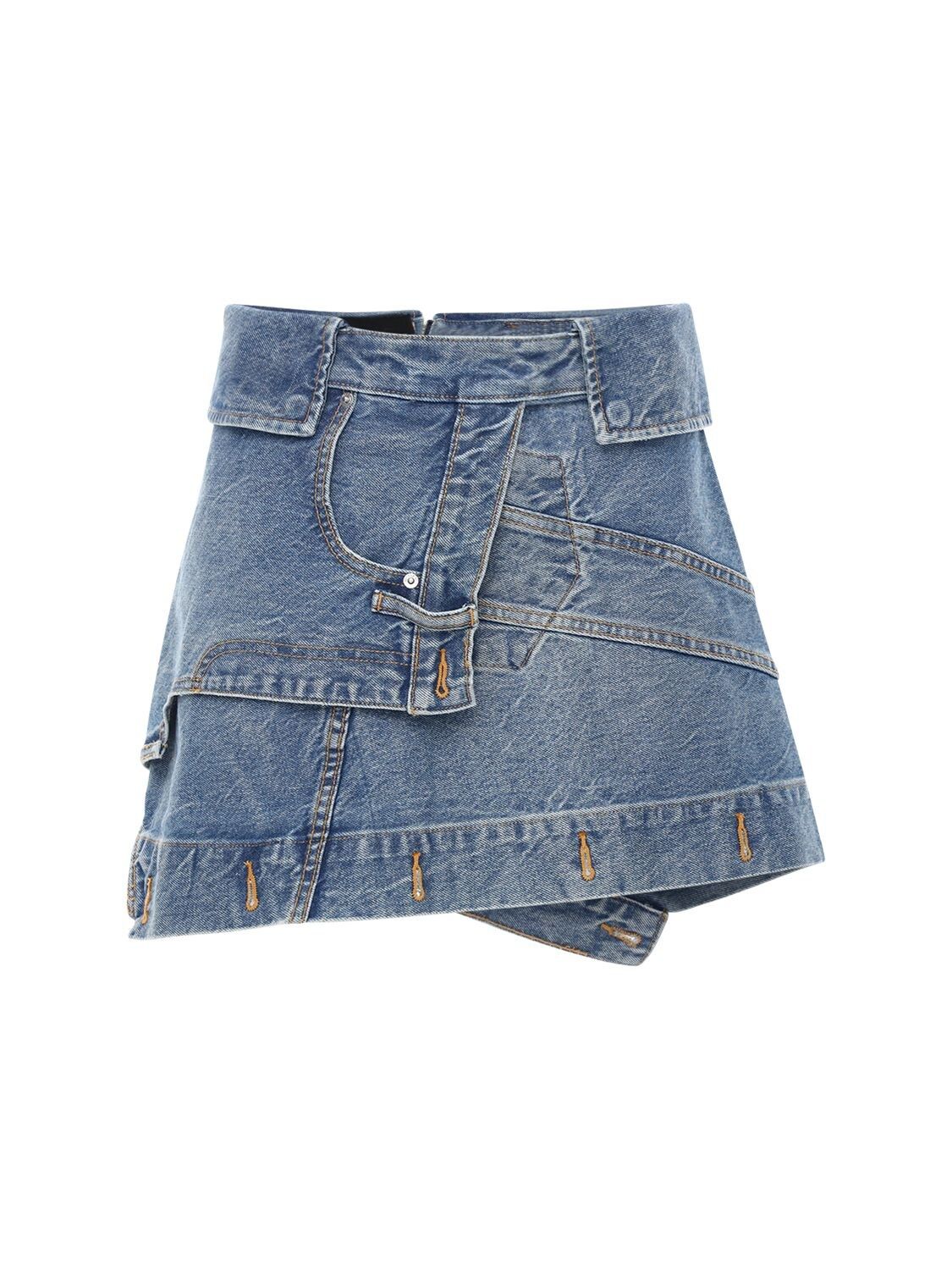 Alexander Wang - Deconstructed cotton denim mini skirt -  | Luisaviaroma | Luisaviaroma