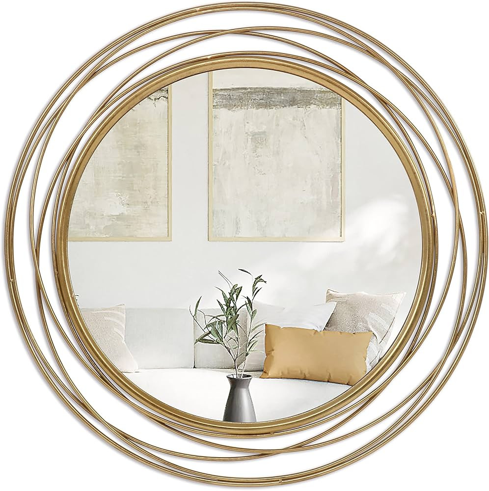 Large Round Gold Mirror 36 Inch Wall Decor, Elegant Gold Frame, Focal Point for Living Room, Bedr... | Amazon (US)
