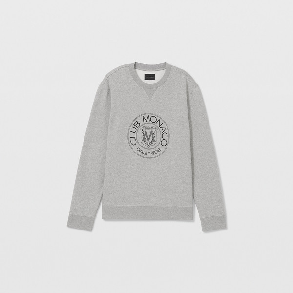 Club Monaco Heather Grey Crest Sweatshirt in Size XXL | Club Monaco (Global)