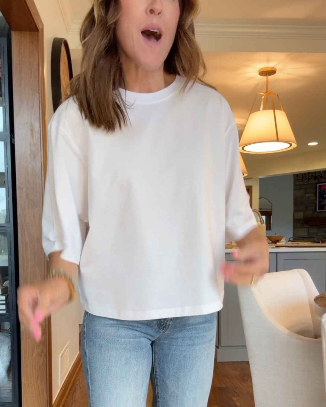 Oversized and easy. Updated with a crop, boxy fit. Sleeve length perfection
XS 

#LTKSaleAlert #LTKSeasonal #LTKmomlife