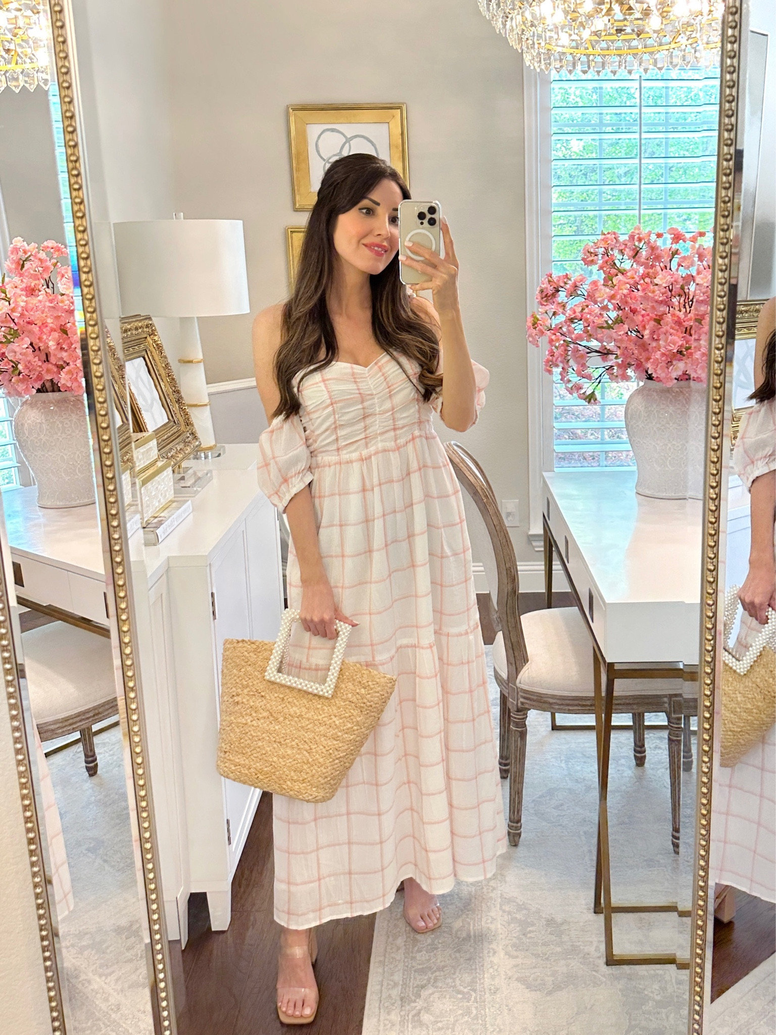 fit & flare linen-blend midi dress Fit & Flare Linen-Blend Midi Dress for Women main image 1