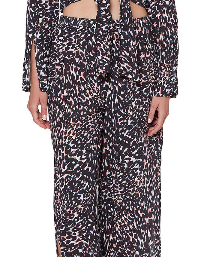 Sanctuary Cotton Stay Cool Leopard Slit-Side Elastic-Waistband Pants Cover-Up & Reviews - Swimsui... | Macys (US)