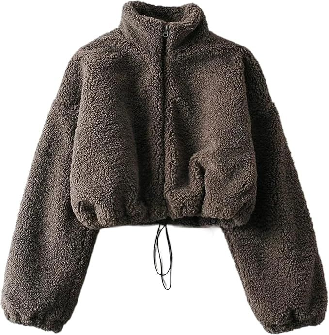 Alyweatry Women Long Sleeve Turtleneck Fleece Jacket Embroidery Print Zipper Cardigan Autumn and ... | Amazon (US)